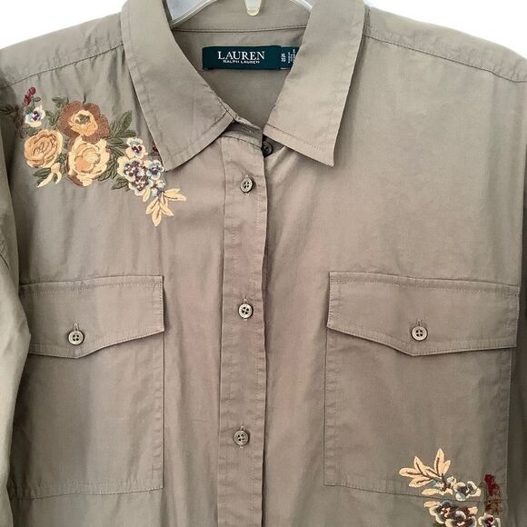 RALPH LAUREN FLORAL EMBROIDERED MILITARY WOMAN BUTTON DOWN SHIRT… - Picture 3 of 16